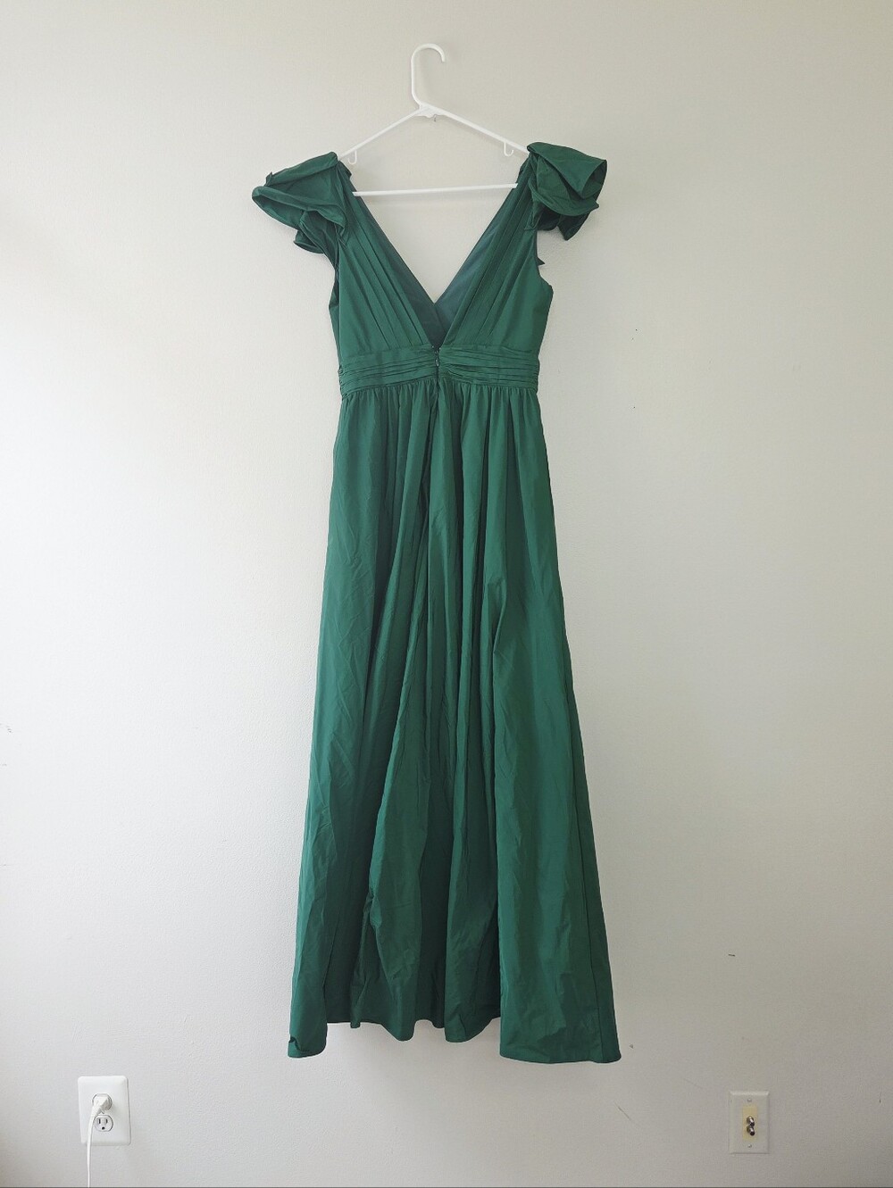 Marchesa Notte Ruffle Taffeta Empire Pleated Ball Gown Green Size 4 - Picture 5 of 9